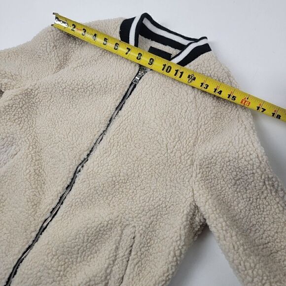 Urban Outfitters BDG Sherpa Bomber Full Zip Jacket Womens sz S-P Cream BlCk - Picture 5 of 11